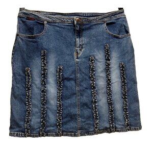 Denim Skirt Plus size 20 Stretch ruffle design knee length jean U.S. Polo Assn